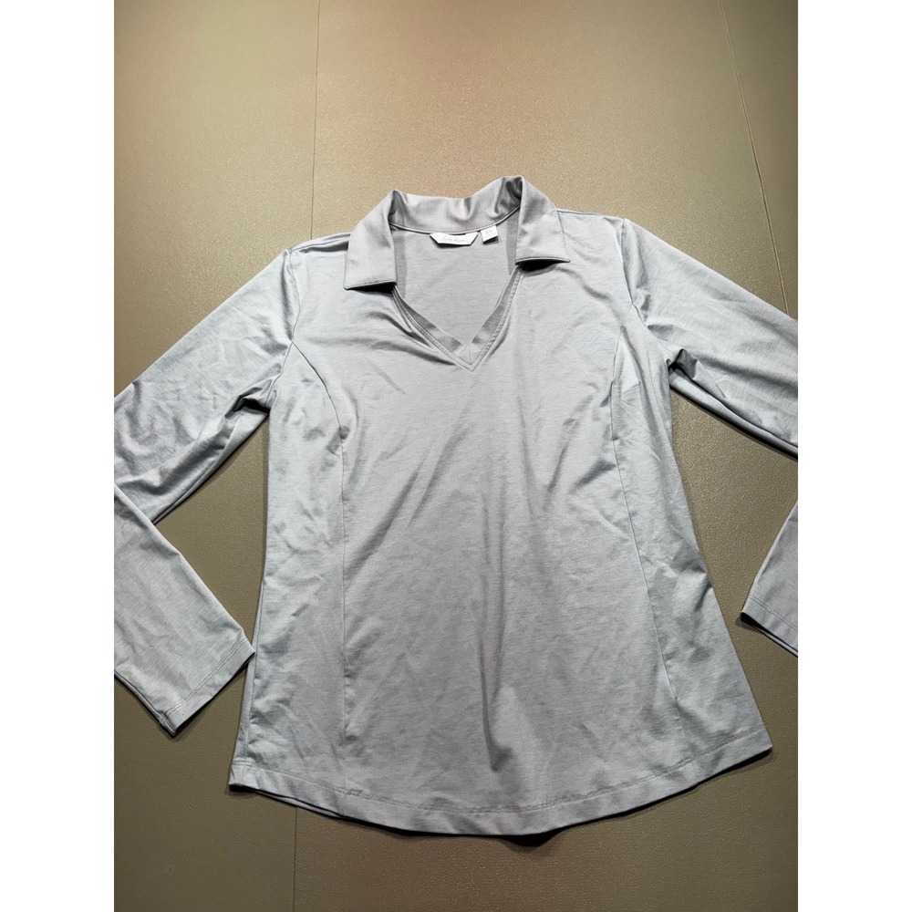 Lady Hagen Womens Long Sleeve Golf Polo Shirt Gray V-Neck XS‎